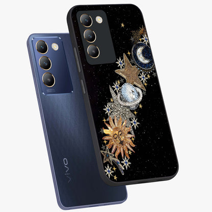 Pearls Universe Object Glass Case displayed in angled mockup highlighting celestial pearl design with dreamy aesthetic.