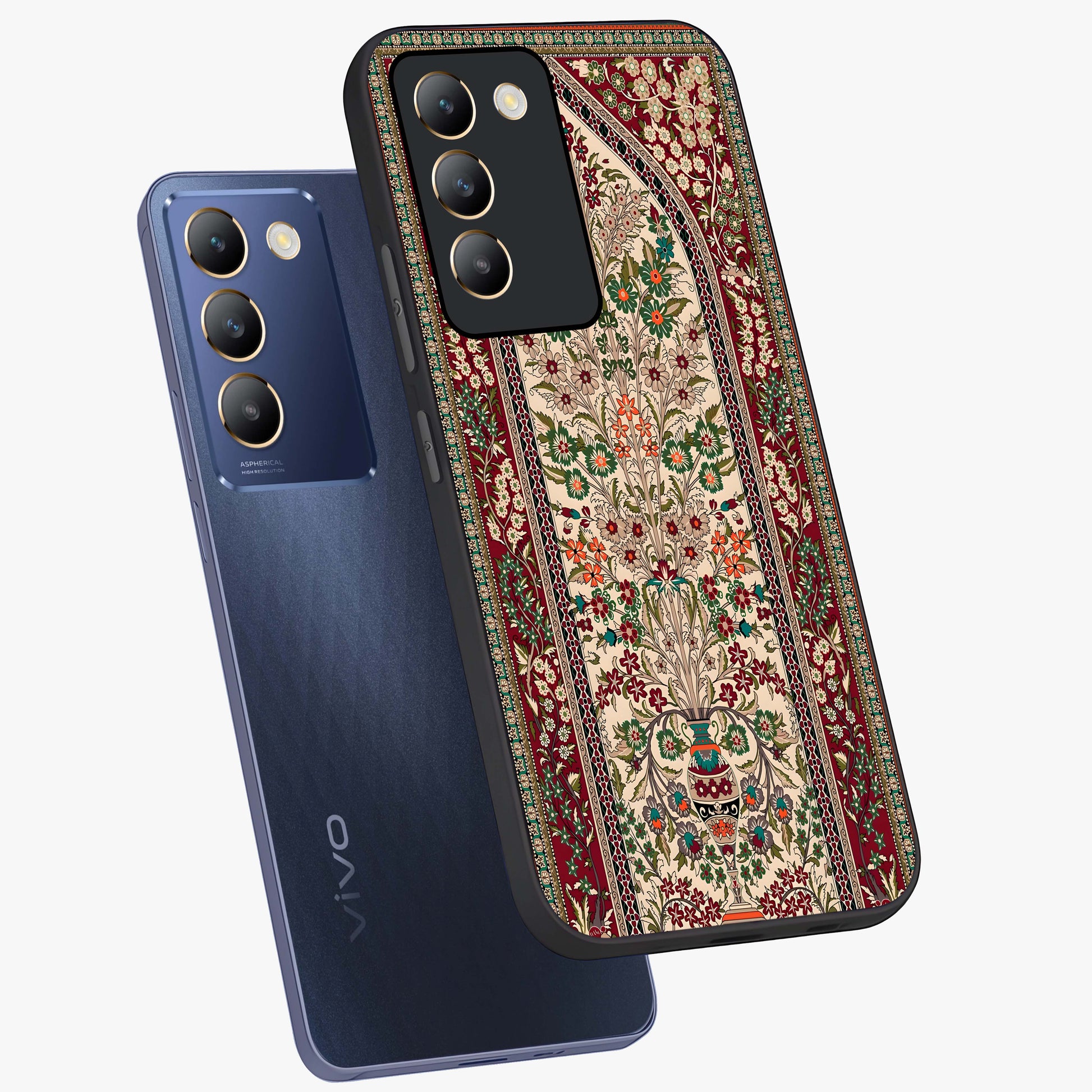 Persian Inspired Glass Case displayed in angled mockup highlighting intricate traditional design with elegant cultural aesthetic.