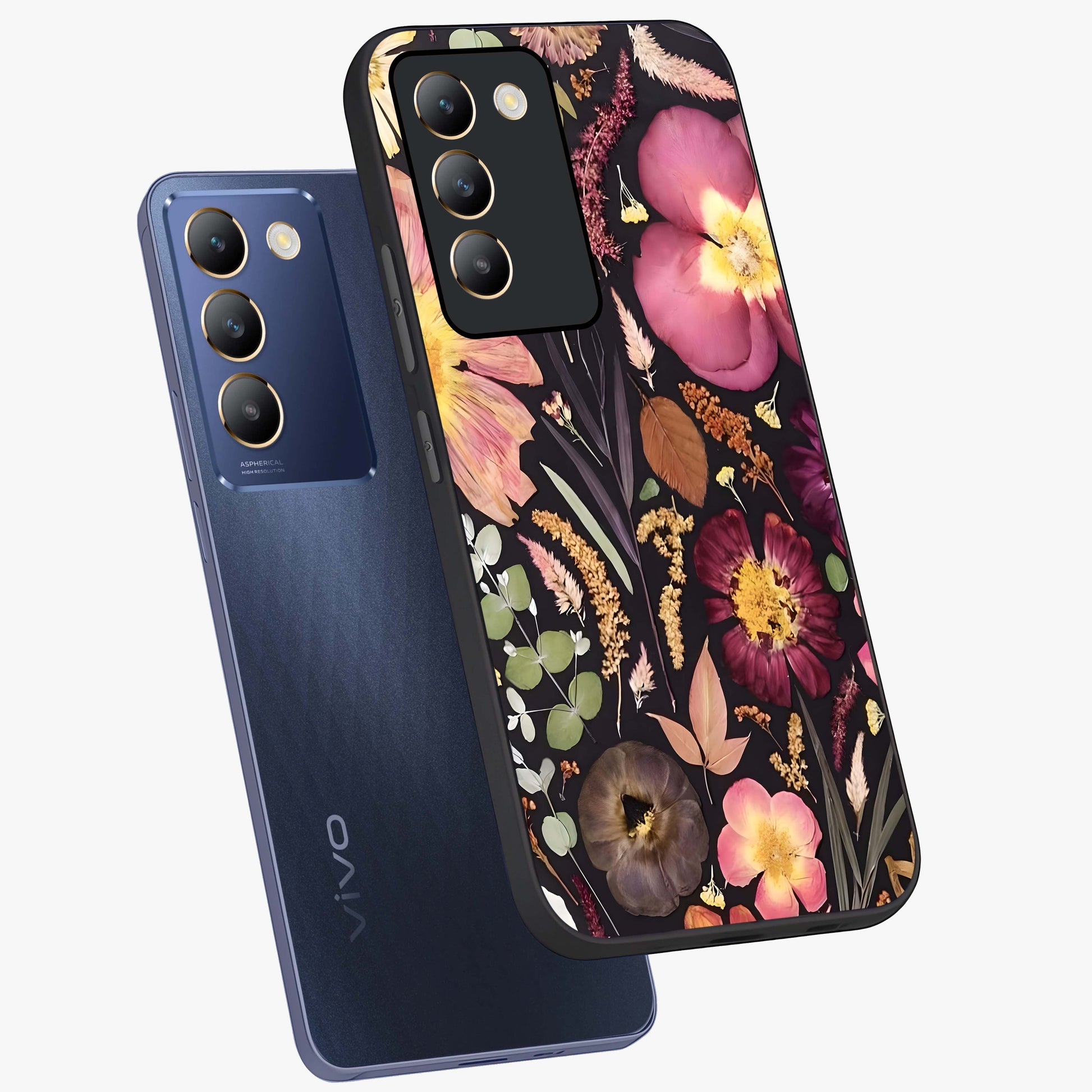 Petal Dream Tapestry Glass Case displayed in angled mockup highlighting decorative petal pattern with elegant botanical aesthetic.