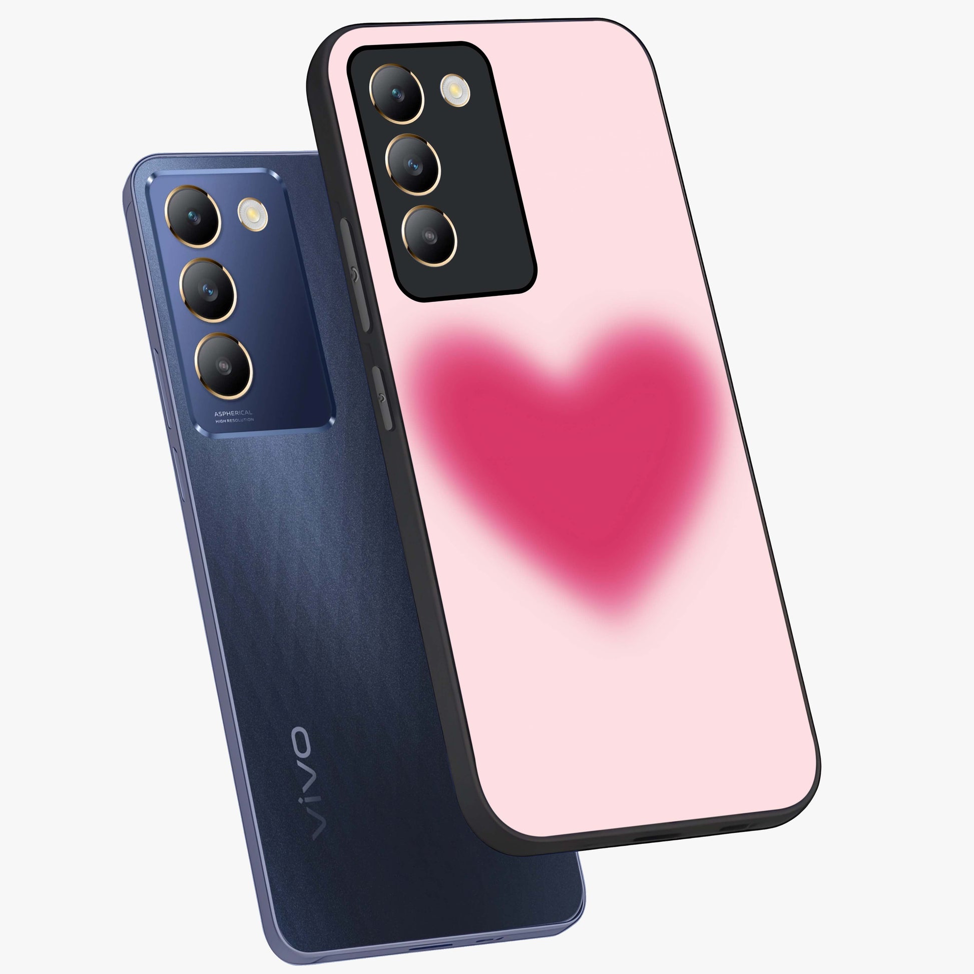 Pink Aura Heart Glass Case displayed in angled mockup highlighting vibrant pink heart design with dreamy aura aesthetic.