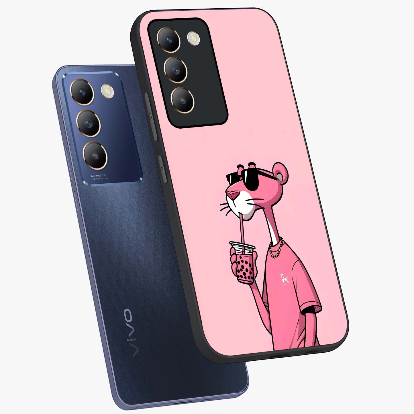 Pink Panther Glass Case displayed in angled mockup highlighting playful cartoon character design with vibrant pink aesthetic.