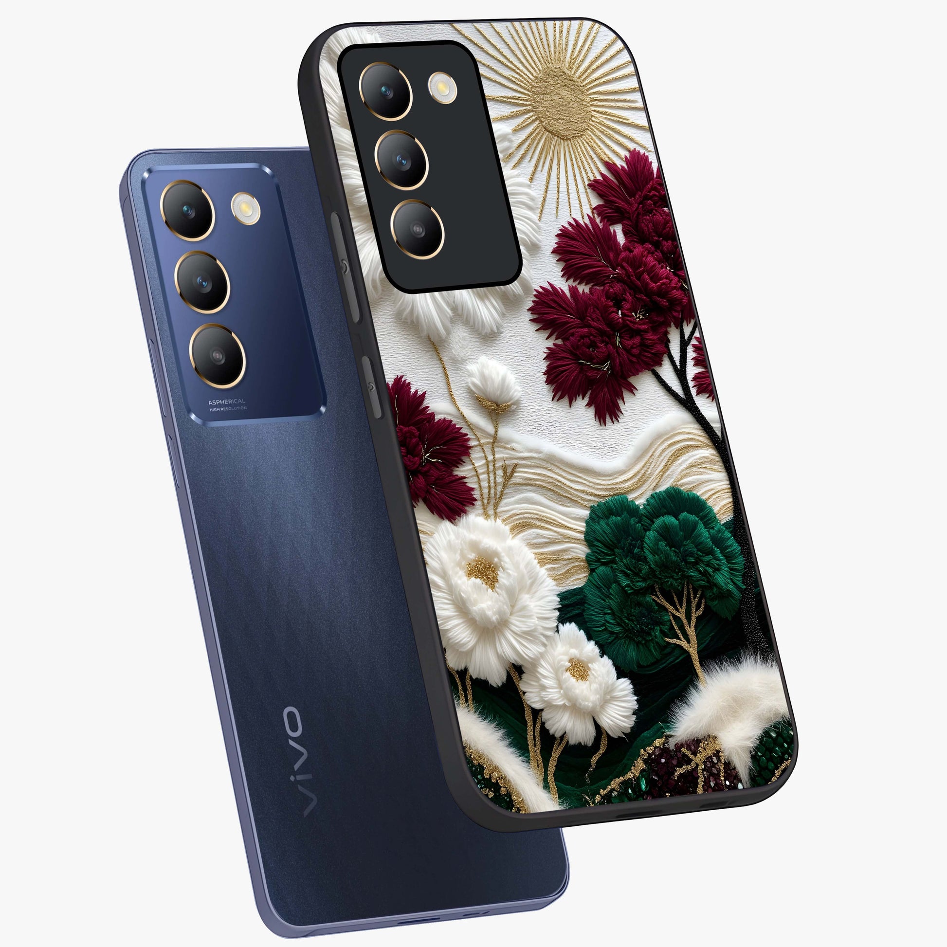Radiant Bloom Elegance Glass Case displayed in angled mockup highlighting graceful floral design with radiant aesthetic style.
