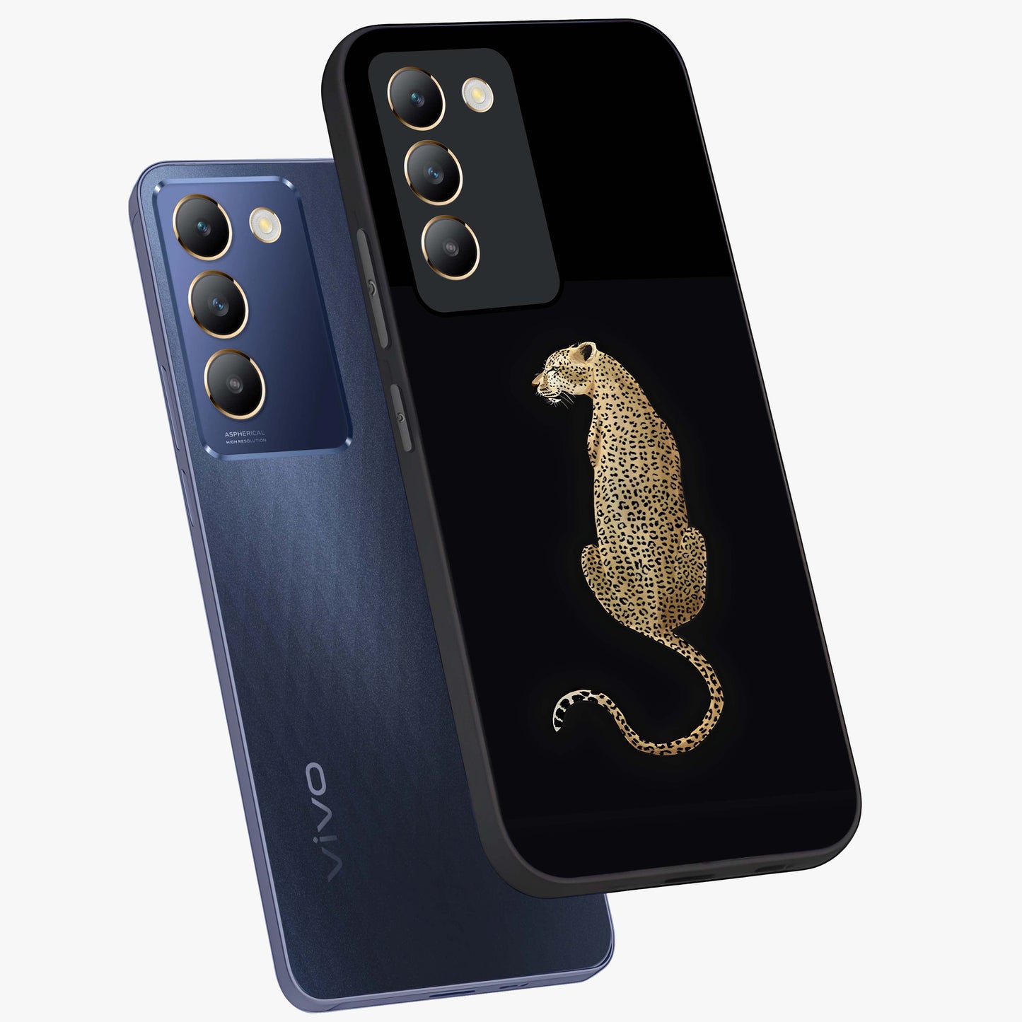 Regal Leopard Glass Case displayed in angled mockup highlighting powerful animal illustration with stylish wild aesthetic.