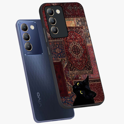 Regal Magic Cat Apple Glass Case displayed in angled mockup highlighting whimsical feline design with fantasy aesthetic.