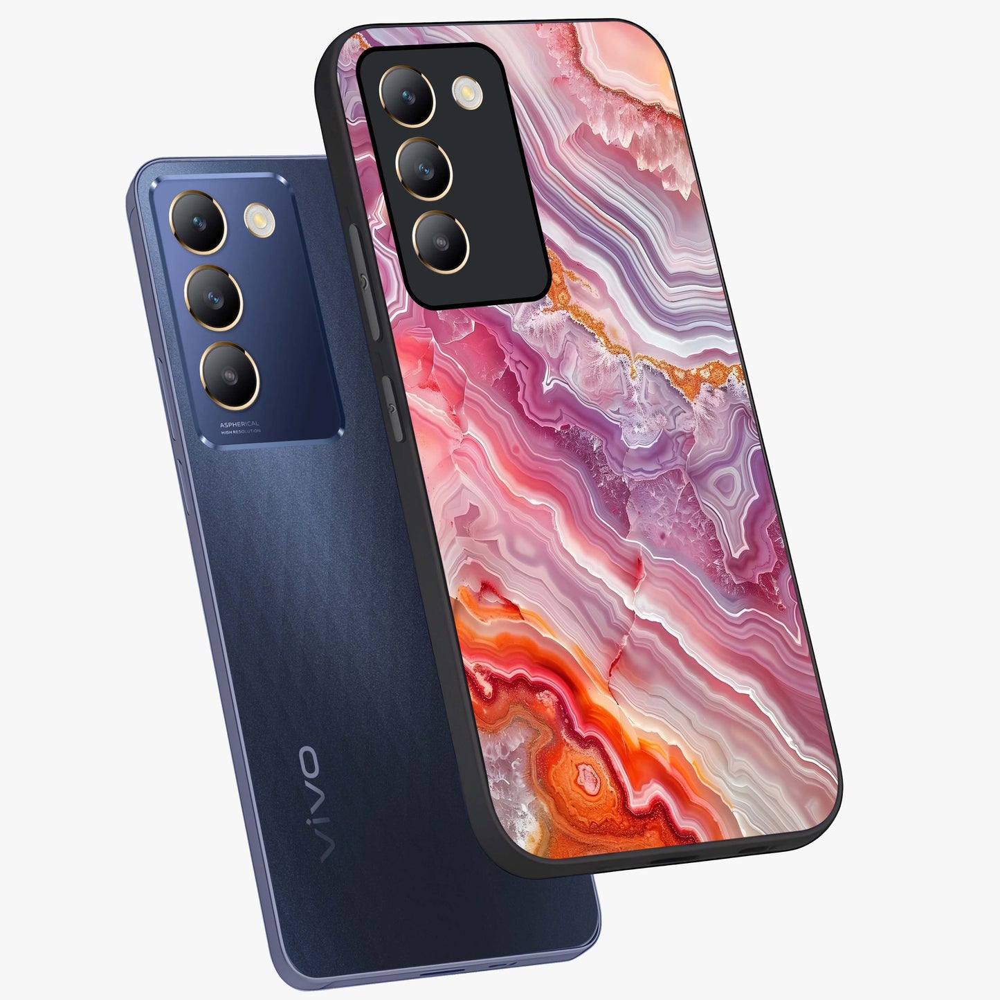 Rose Quartz Marble Glass Case displayed in angled mockup highlighting elegant marble pattern with soft aesthetic style.