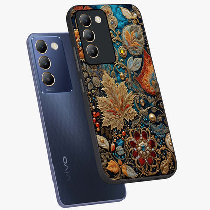 Royal Jewel Garden Glass Case displayed in angled mockup highlighting vibrant jewel inspired floral design with elegant aesthetic.
