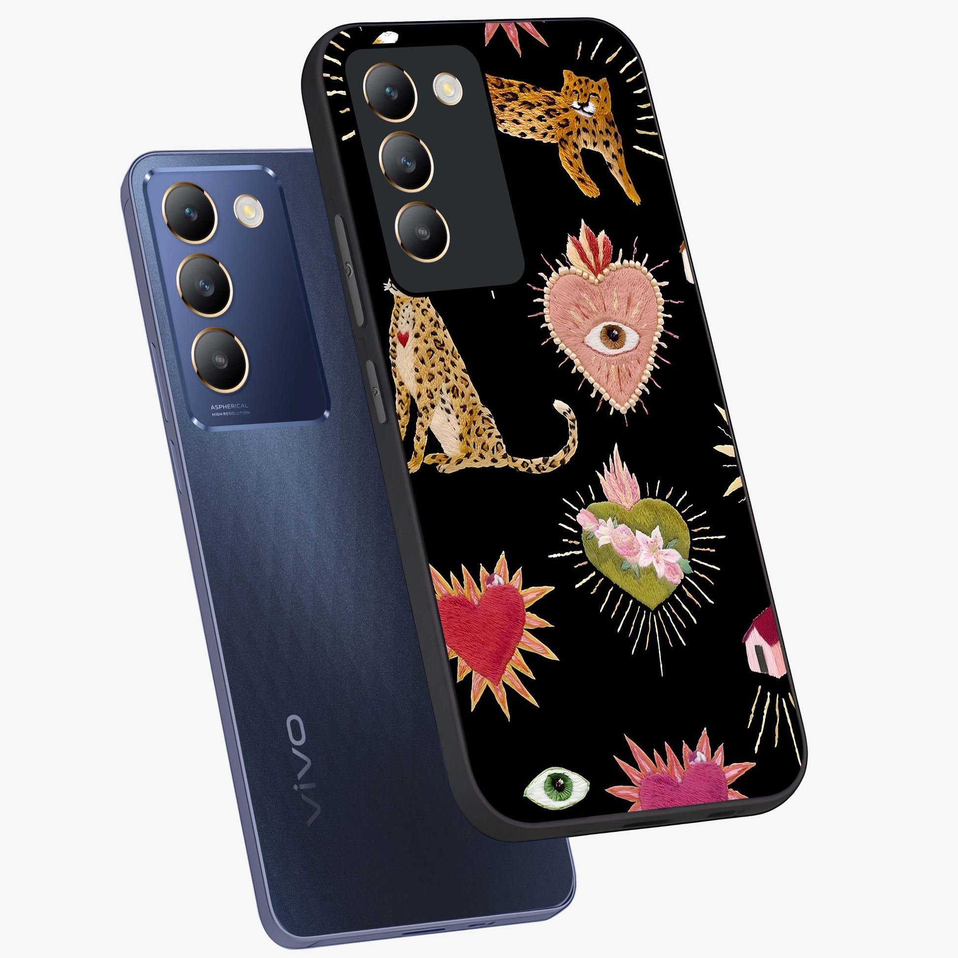 Sacred Jungle Heart Glass Case displayed in angled mockup highlighting lush tropical design with natural aesthetic style.