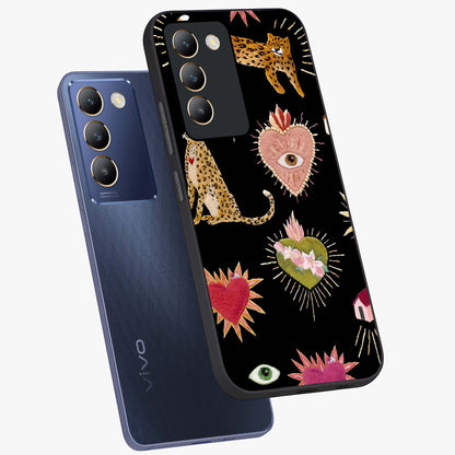 Sacred Jungle Heart Glass Case displayed in angled mockup highlighting lush tropical design with natural aesthetic style.