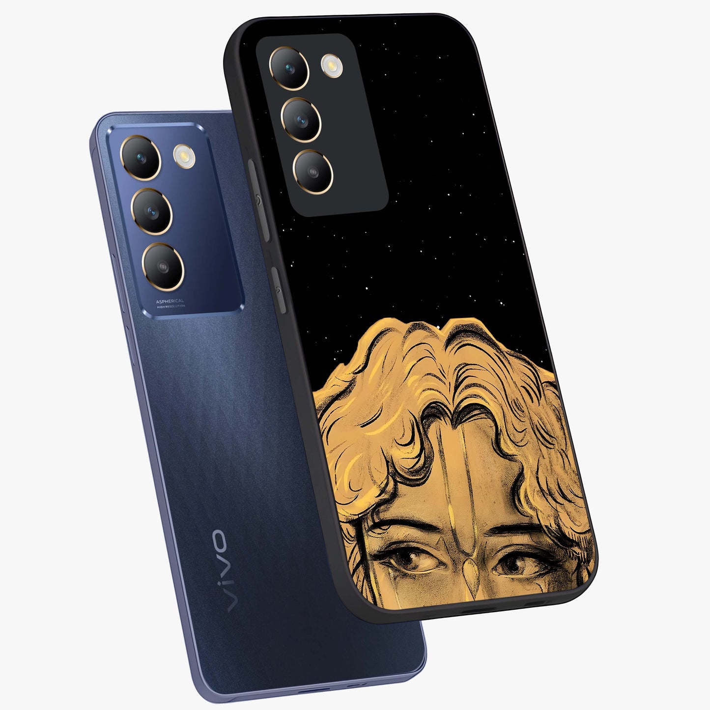 Shri Krishna Art Glass Case displayed in angled mockup highlighting spiritual Krishna illustration with divine aesthetic.