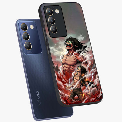 Titan Awakening Fury Glass Case displayed in angled mockup highlighting dramatic giant warrior design with bold anime aesthetic.