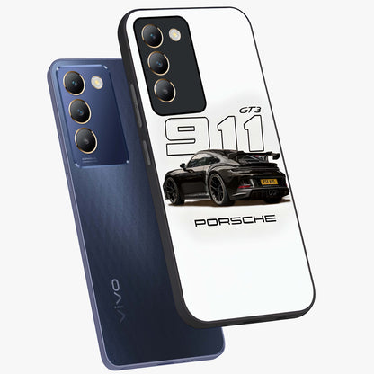 Turbo Legacy Icon Glass Case displayed in angled mockup highlighting dynamic automotive design with performance aesthetic.