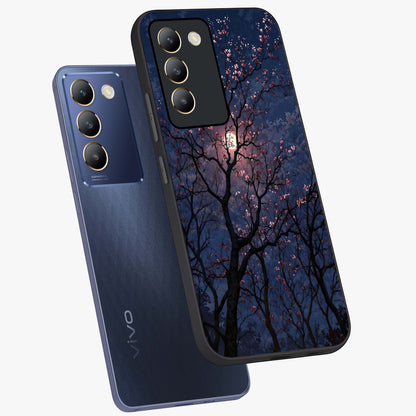 Twilight Sakura Serenade Glass Case displayed in angled mockup highlighting delicate sakura flower design with dreamy aesthetic.
