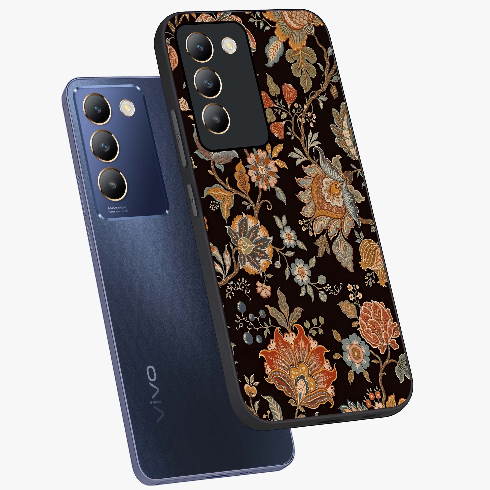 Vintage Floral Dream Glass Case displayed in angled mockup highlighting elegant vintage flower design with soft aesthetic style.