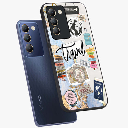 Wanderlust Journal Glass Case displayed in angled mockup highlighting adventure themed design with aesthetic travel vibe.