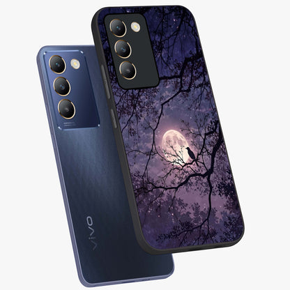 Whispering Moon Silence Glass Case displayed in angled mockup highlighting calm lunar design with dreamy night aesthetic.