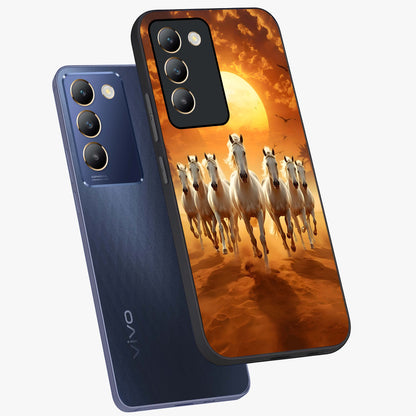 Wild Sunset Majesty Glass Case displayed in angled mockup highlighting vibrant sunset sky design with scenic aesthetic.