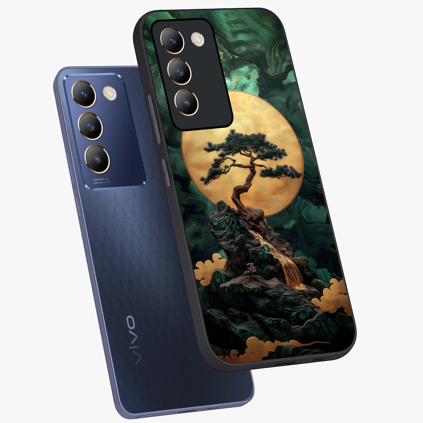 Zen Moon Rise Glass Case displayed in angled mockup highlighting peaceful lunar design with zen aesthetic style.