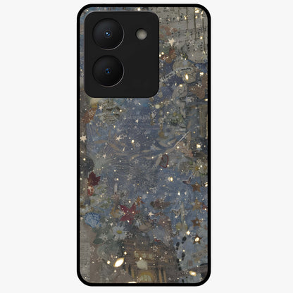 Aesthetic Astrolophia Glass Case showing flat back view with dreamy aesthetic design and glossy glass finish.