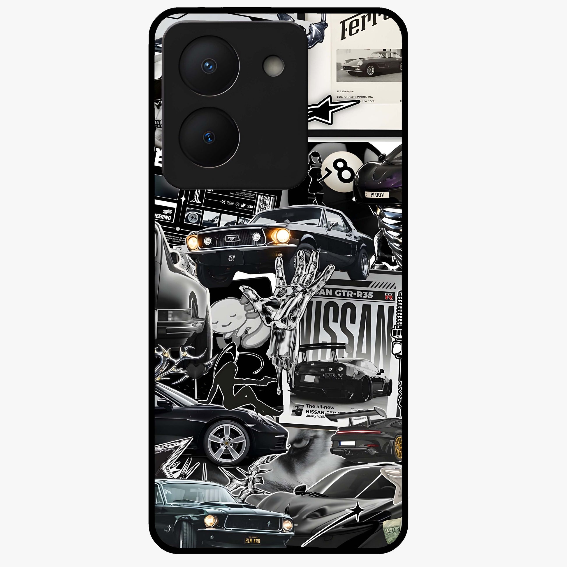 Aesthetic Dark Love Glass Case showing flat back view with dark romantic artwork and glossy glass finish.