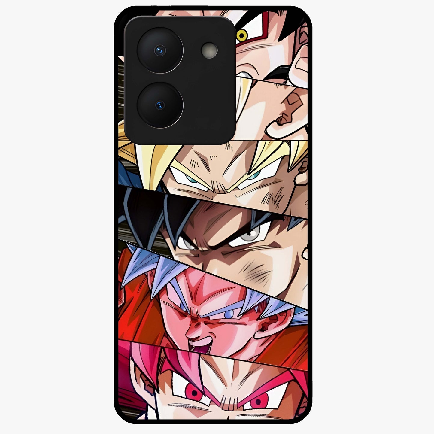 Anime Character Glass Case showing flat back view with vibrant anime artwork and glossy glass finish.