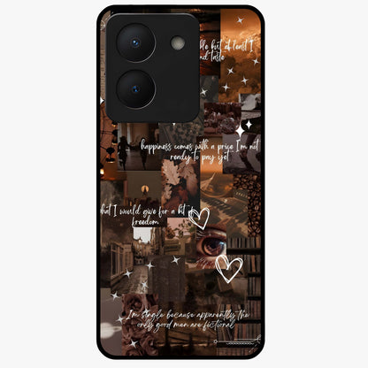 Bittersweet Aesthetic Chaos Glass Case showing flat back view with artistic chaotic aesthetic design and glossy glass finish.