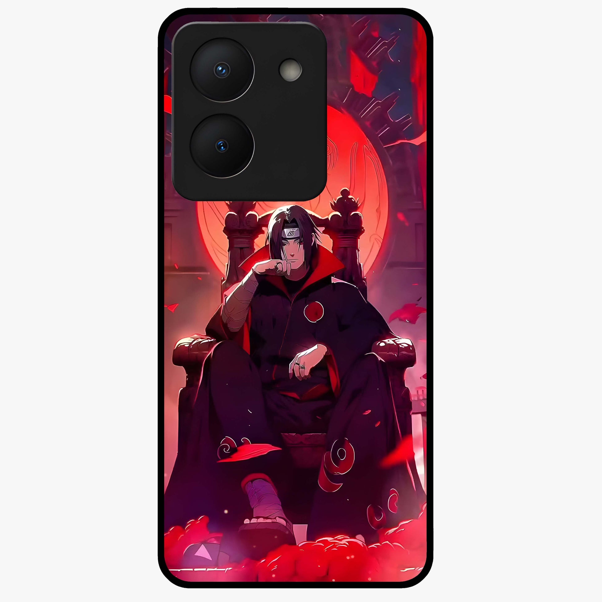 Blood Moon Sovereign Glass Case showing flat back view with mystical blood moon artwork and glossy glass finish.
