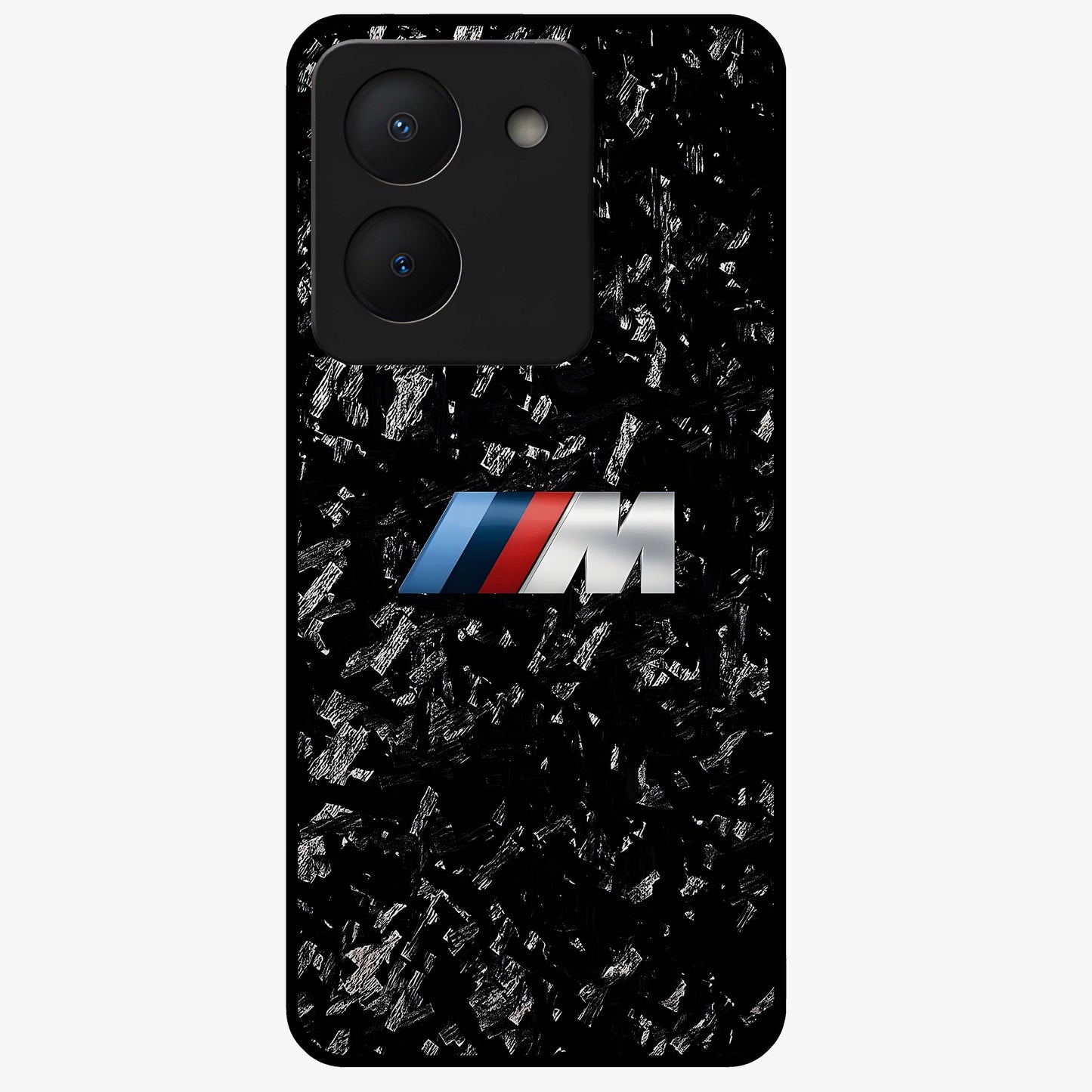 Carbon Speed Mark Glass Case showing flat back view with sporty carbon pattern artwork and glossy glass finish.