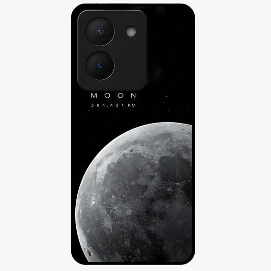 Cosmic Moon Glow Glass Case showing flat back view with glowing moon artwork and glossy glass finish.