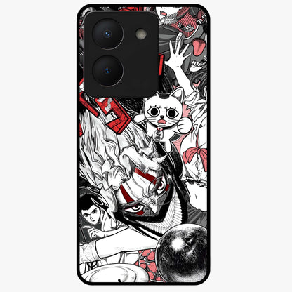 Crimson Chaos Panel Glass Case showing flat back view with bold crimson abstract artwork and glossy glass finish.