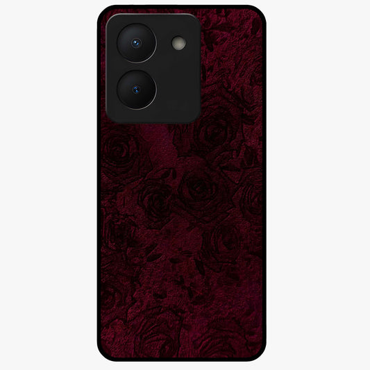 Crimson Fade Flow Glass Case showing flat back view with flowing crimson gradient artwork and glossy glass finish.
