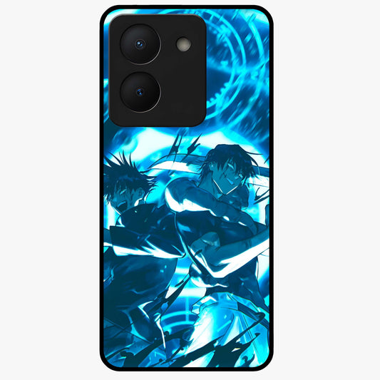 Cursed Energy Clash Glass Case showing flat back view with intense cursed energy artwork and glossy glass finish.