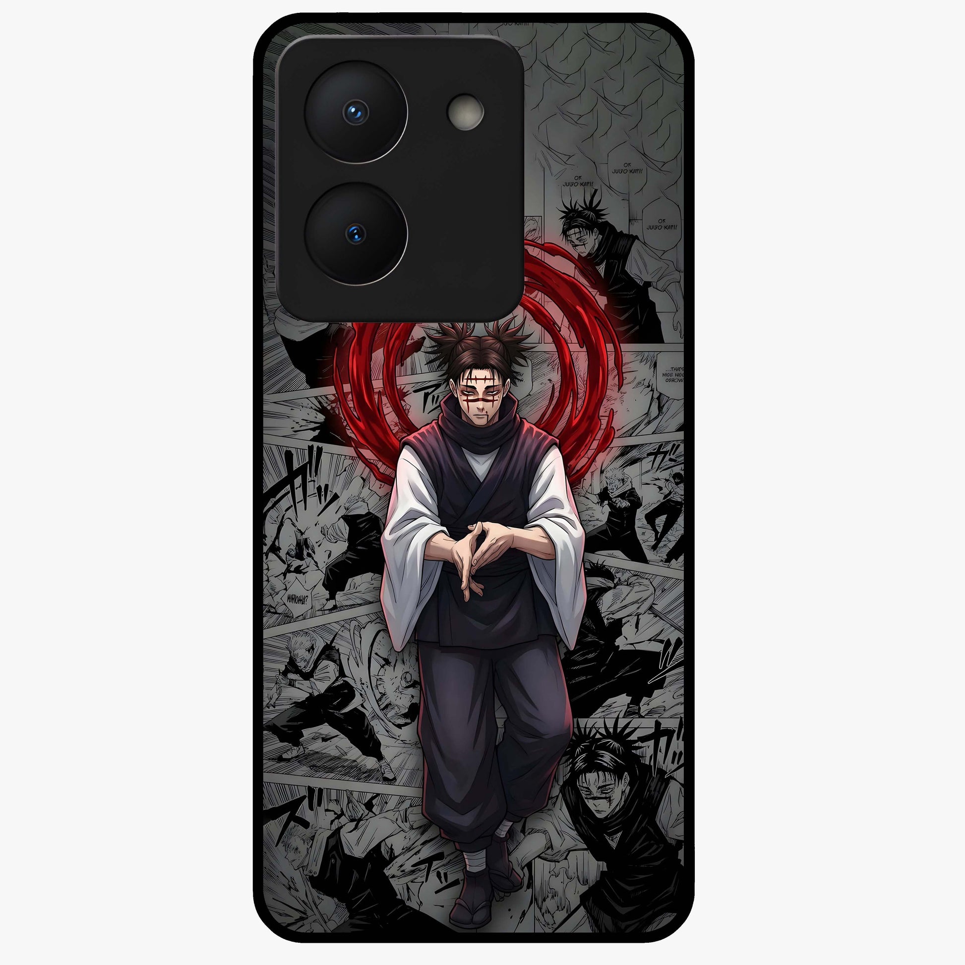 Cursed Ritual Ascension Glass Case showing flat back view with dark ritual themed artwork and glossy glass finish.
