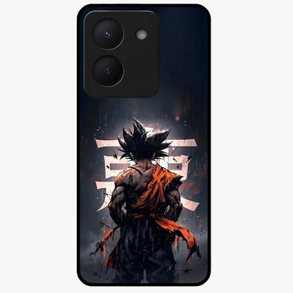 Dark Warrior In Rain Glass Case showing flat back view with warrior artwork in rainy atmosphere and glossy glass finish.