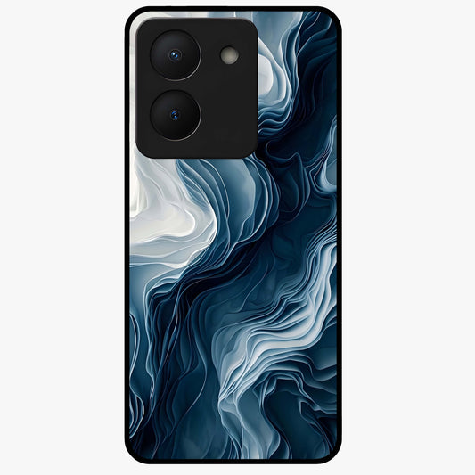 Ethereal Paper Marble Glass Case showing flat back view with soft marble paper texture artwork and glossy glass finish.