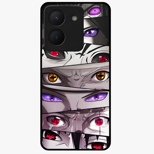 Eyes of Destiny Glass Case showing flat back view with striking eye themed artwork and glossy glass finish.