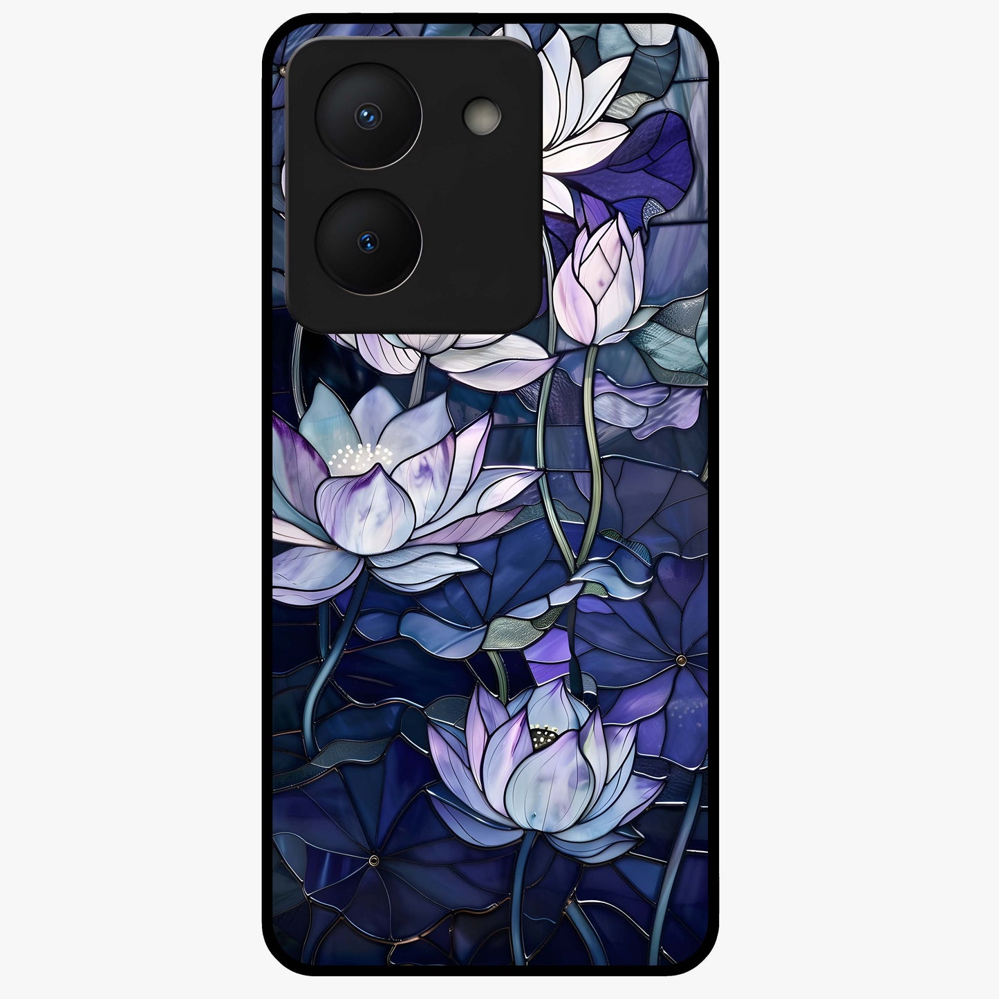 Gloss Petal Rush Glass Case showing flat back view with glossy flower petal artwork and smooth glass finish.