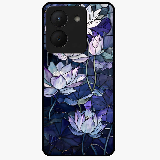 Gloss Petal Rush Glass Case showing flat back view with glossy flower petal artwork and smooth glass finish.