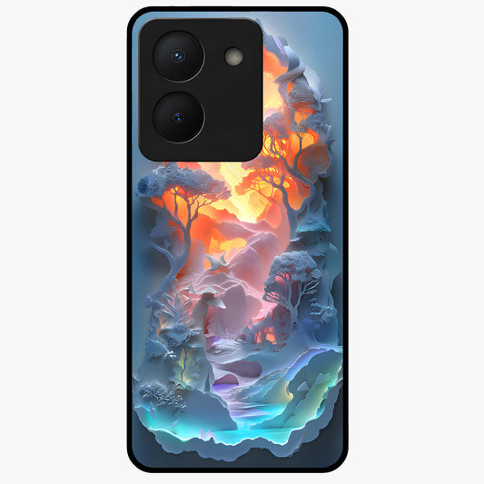 Glow Forest Portal Glass Case showing flat back view with glowing forest portal artwork and glossy glass finish.