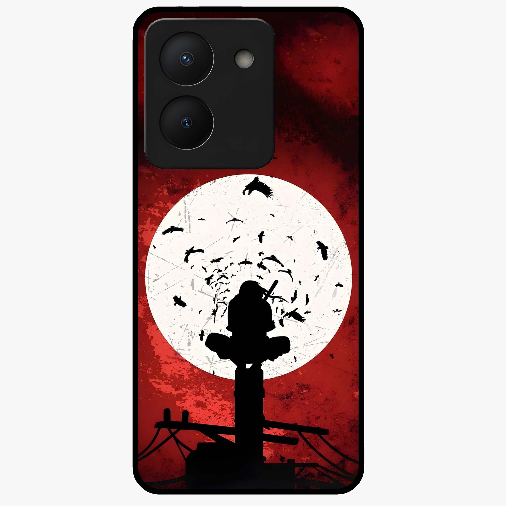Itachi Limited Edition Naruto Anime Glass Case showing flat back view with iconic anime character artwork and glossy glass finish.