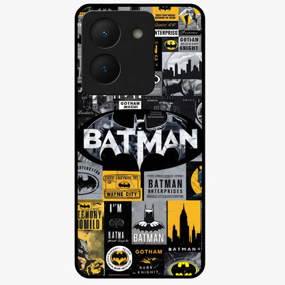 Knight Gotham Rise Glass Case showing flat back view with dark hero inspired artwork and glossy glass finish.