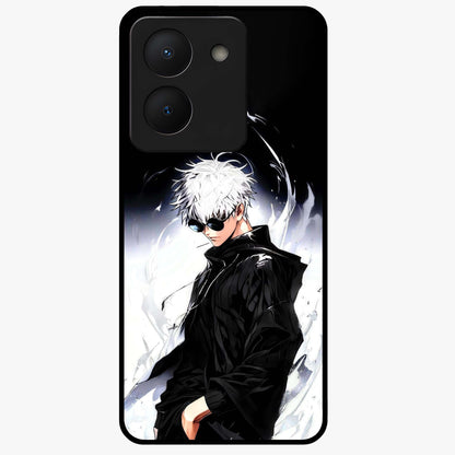 Limitless Shadow King Glass Case showing flat back view with powerful shadow warrior artwork and glossy glass finish.