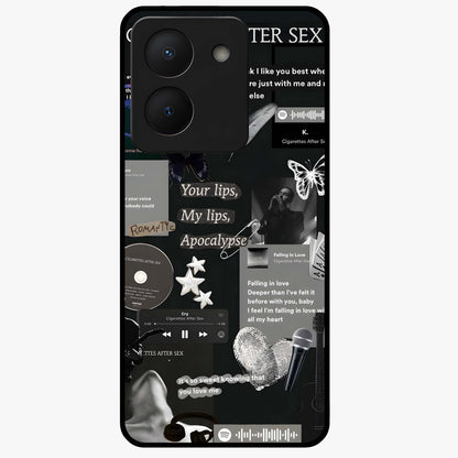 Midnight Love Echo Glass Case showing flat back view with romantic midnight themed artwork and glossy glass finish.