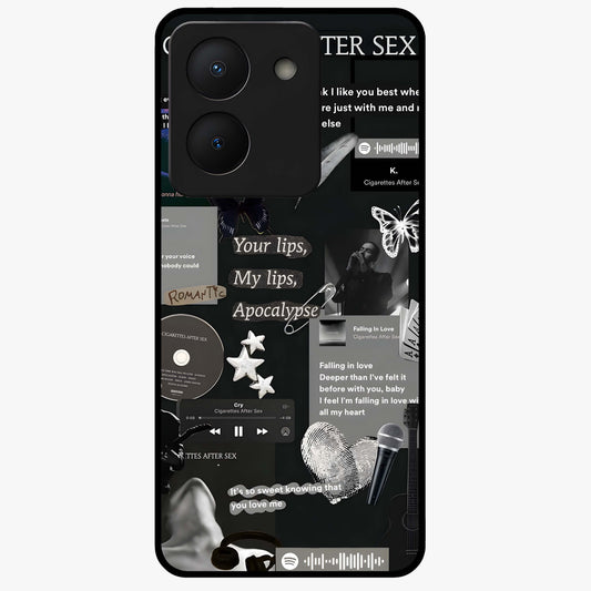 Midnight Love Echo Glass Case showing flat back view with romantic midnight themed artwork and glossy glass finish.