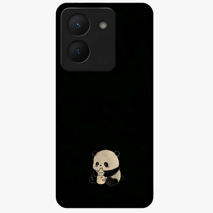 Midnight Panda Love Glass Case showing flat back view with cute panda themed artwork and glossy glass finish.
