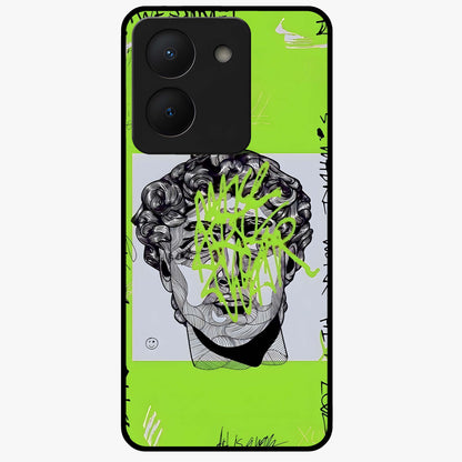 Neo Graffiti Rebellion Glass Case showing flat back view with vibrant graffiti artwork and glossy glass finish.
