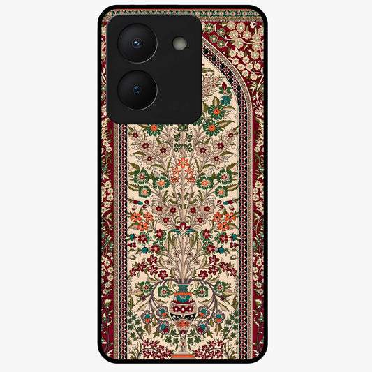 Persian Inspired Glass Case showing flat back view with ornate Persian style pattern artwork and glossy glass finish.