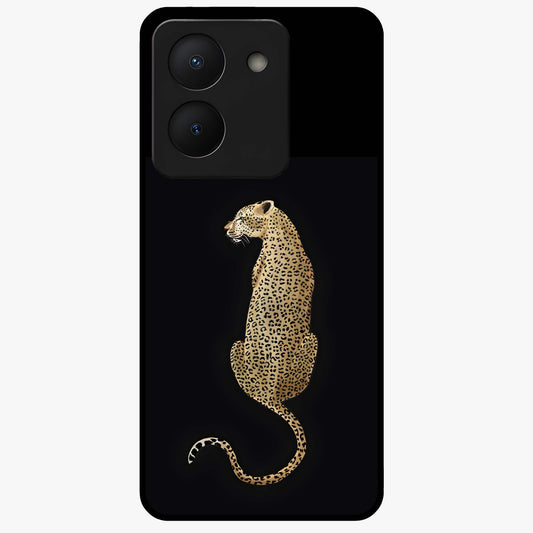 Regal Leopard Glass Case showing flat back view with bold leopard artwork and glossy glass finish.