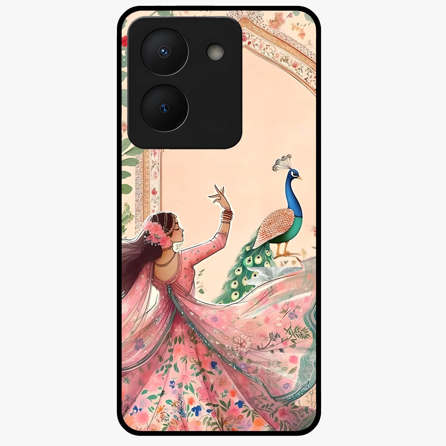 Royal Grace Muse Glass Case showing flat back view with elegant artistic artwork and glossy glass finish.