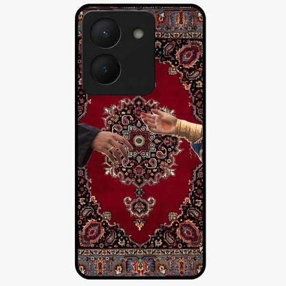 Royal Touch Reach Glass Case showing flat back view with elegant royal themed artwork and glossy glass finish.