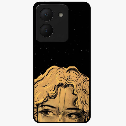 Shri Krishna Art Glass Case showing flat back view with devotional Krishna artwork and glossy glass finish.